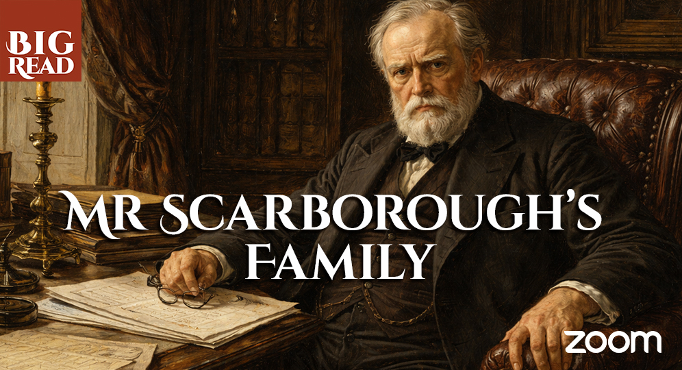 painting of an older Victorian man sitting at a desk with legal papers on it.