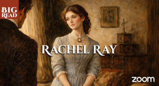 painting of a young Victorian woman looking at a young man