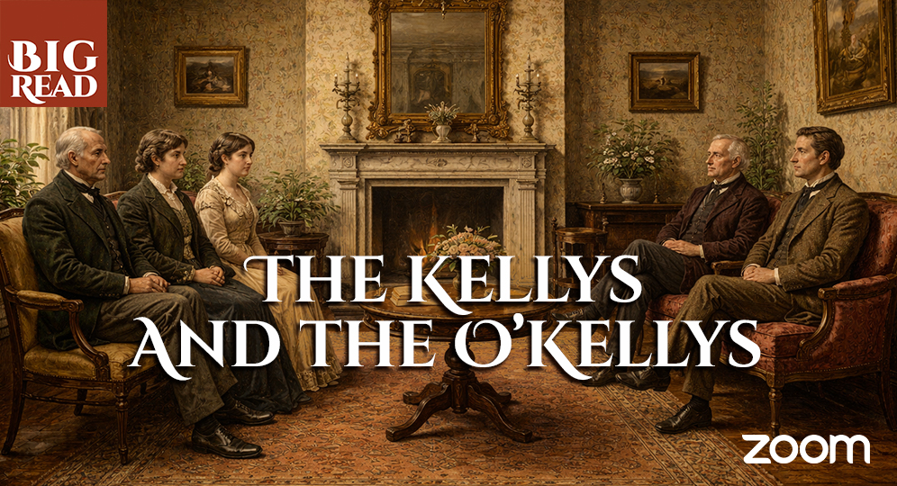 A group of men and women sitting opposite each other in a Victorian drawing room