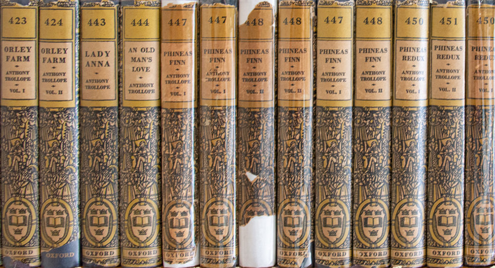 photo of a shelf of Oxford World's Classics Trollope novels